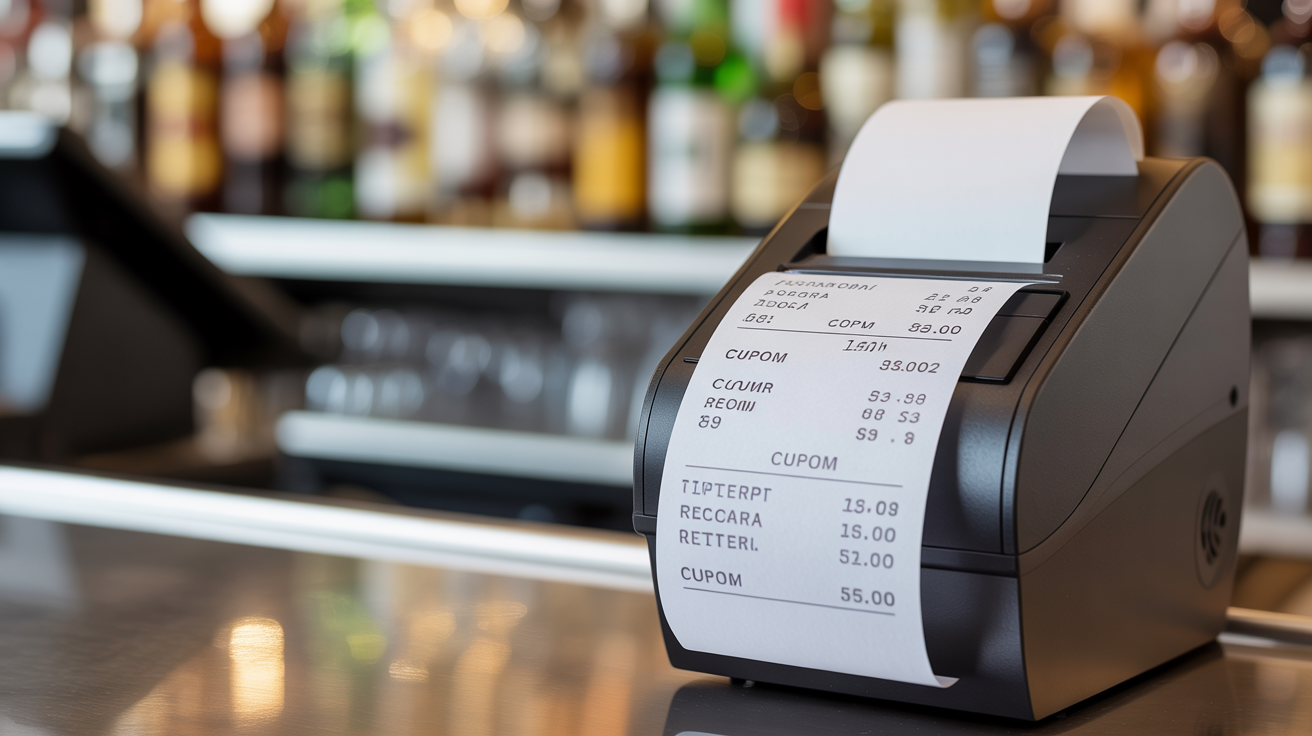 Impressora térmica emitindo cupom fiscal NFC-e no BarControl